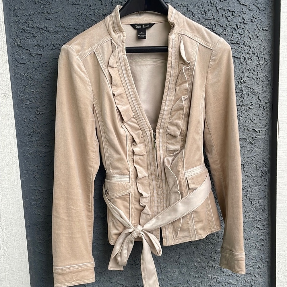 White House Black Market Tan Ruffled Blazer